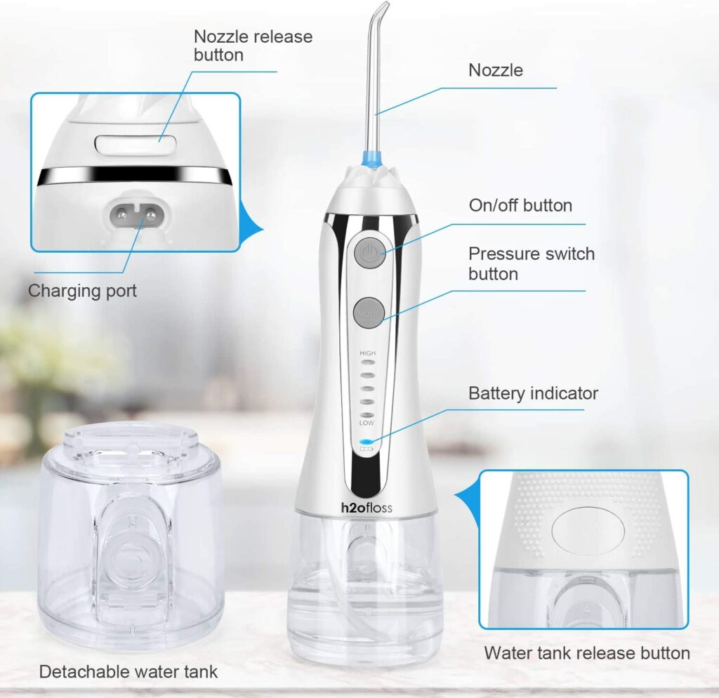 H2ofloss Cordless Water Dental Flosser to remove plaque from braces