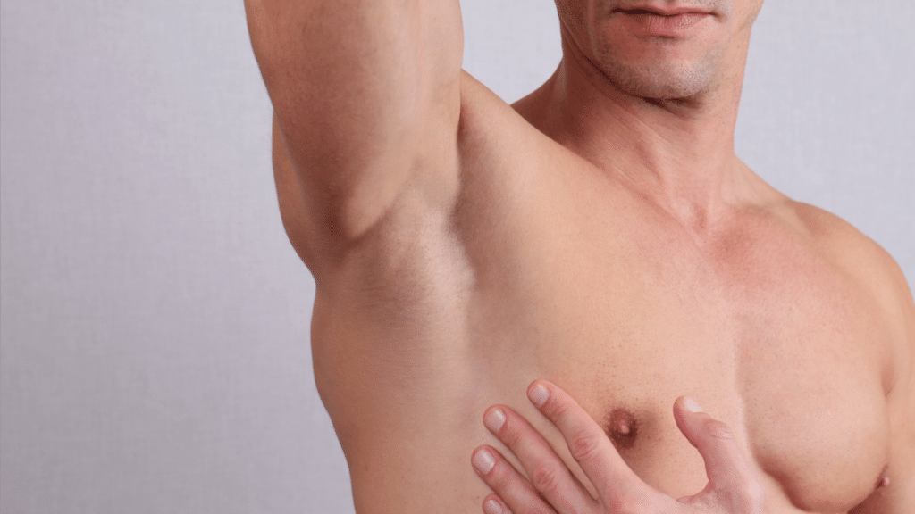 men's clean shaven armpit