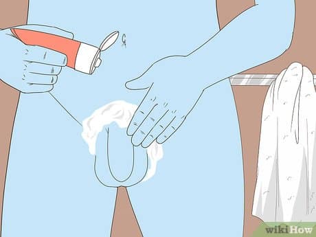 Putting Shaving Cream on Groin and Genital Area
