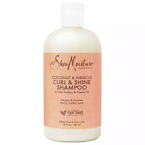 SheaMoisture Shampoo Curl and Shine for Curly Hair Coconut and Hibiscus Paraben Free Shampoo 13 oz