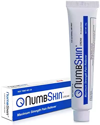 Numbskin Numbing Cream - 5% Lidocaine Topical Anesthetic Cream, Maximum Strength Pain Relieving Cream, Fastest Acting Tattoo Numbing Cream with Vitamin E, 30g (1 Tube)