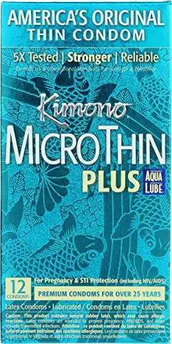 Kimono MicroThin Plus Aqua Lube Condoms I Lubricated with Water Based Lube