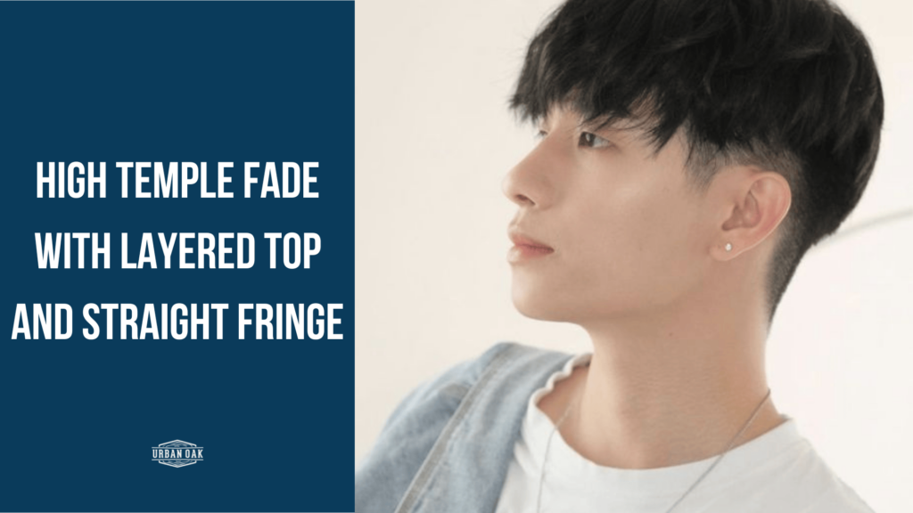 High Temple Fade with Layered Top and Straight Fringe